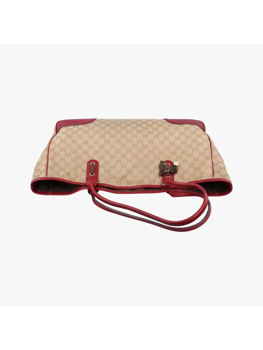 Gucci GG Supreme Beige Red Canvas Leather Handbag